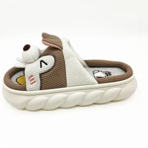 New Arrival Ladies Home for Slippers Cute Animal Linen Indoor Dog Sandals with Soft Cushioning Lightweight for Autumn/Winter