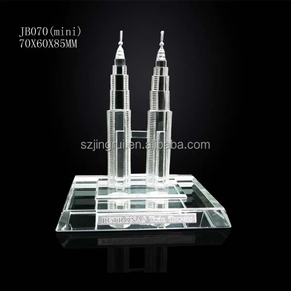 Min Size Metal Empire State Crystal 3D Building Model in Silver