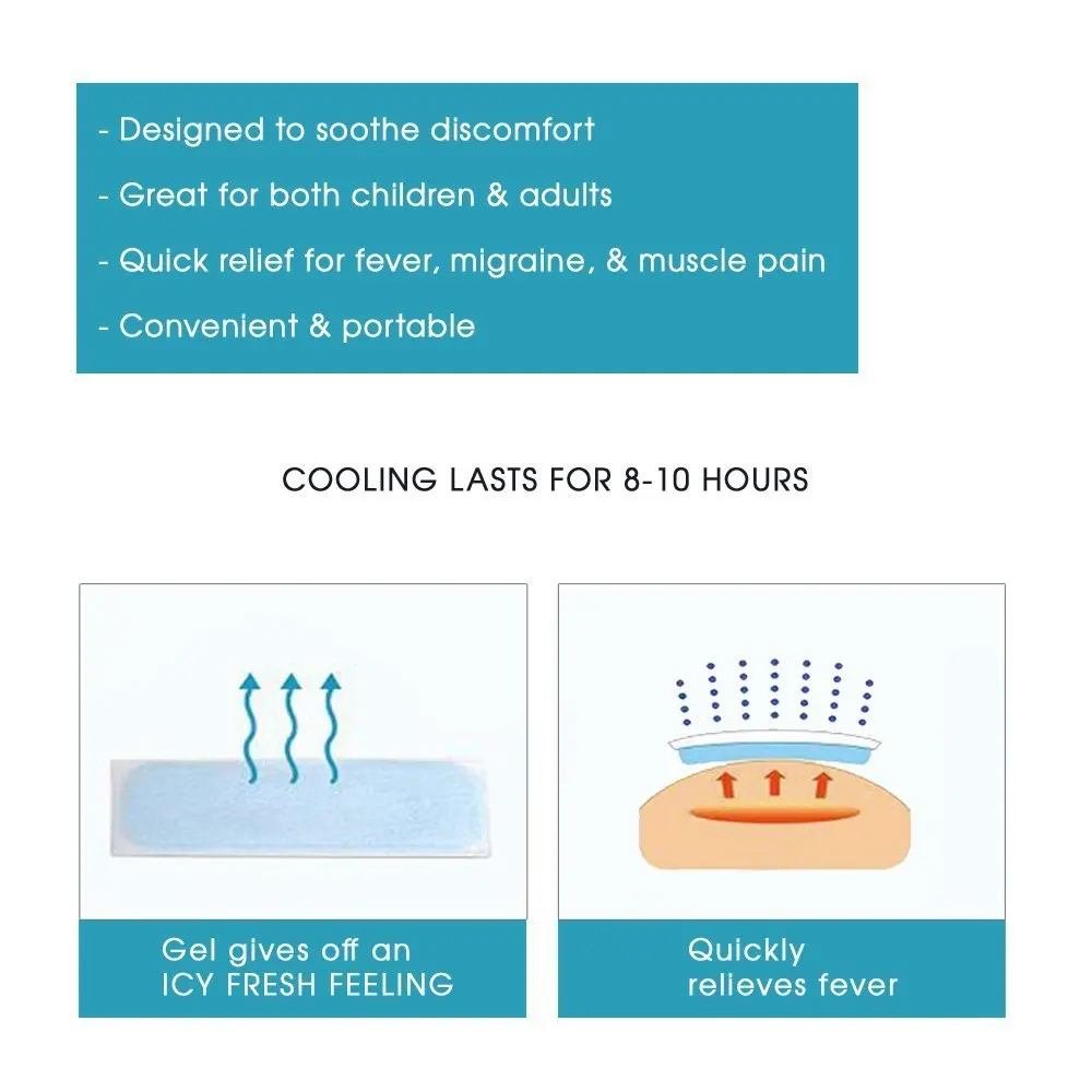 Baby Cooling Fever Discomfort Instant Cooling Soothe Pain Lower Temperature  Cool Headache Pad Fever Down Plaster