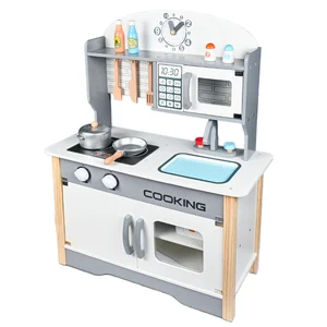 Wooden Kids Play Kitchen Toy Set with Realistic Cooking Utensils for Boys Girls Pretend Home Chef Role Play Toy