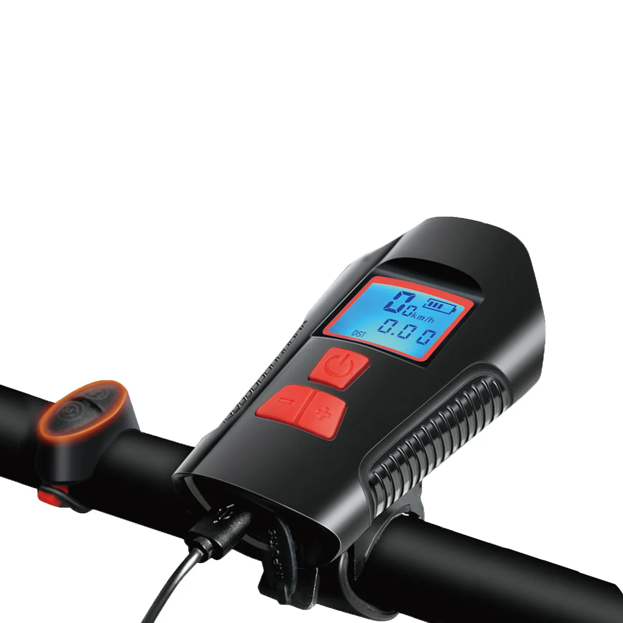 Waterproof Rainproof Speedometer Odometer Cycle Light 120db Horn Speaker USB Rechargeable Bike Front Light With Bicycle Computer