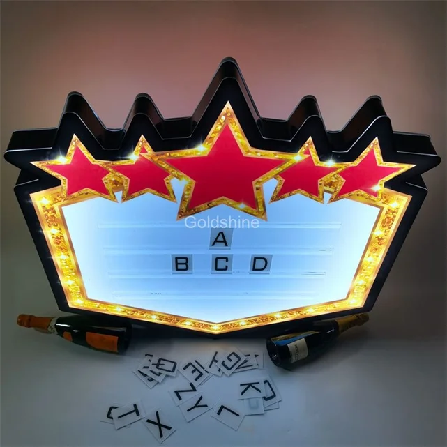 Custom Logo Star Led Message Board Handcrafted Vip Bottle Service Presenter for Nightclub Bar Lounge Party Events