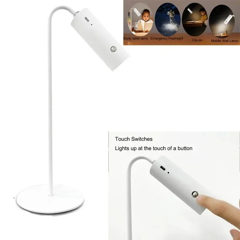 USB Rechargeable LED Touch Switch Desk Lamp Children's Eye-care Night Light Bedside Bedroom Reading Dimmable Folding Desk Lamps