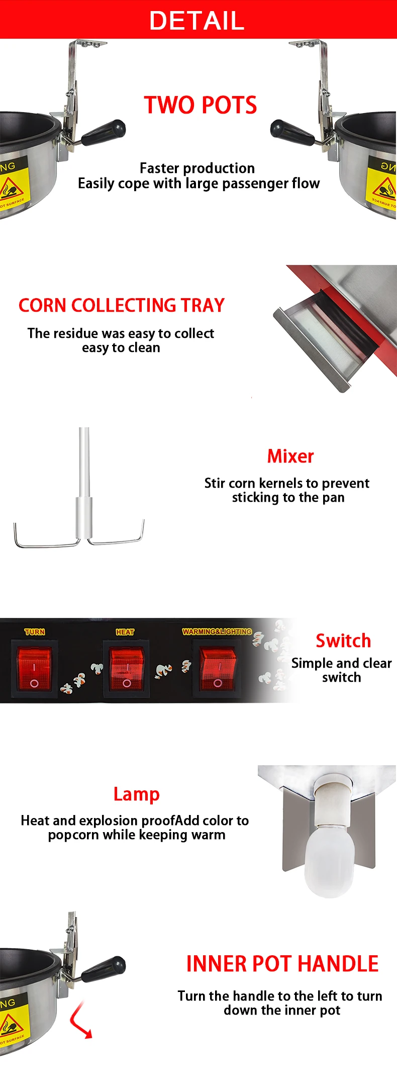 Automatic Commercial 220v Electric Industrial Big Double Pot Popcorn ...