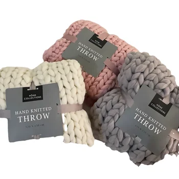 Wool Home Bargains Hand Knitted Throw Cynthia Chunky Knit Throw