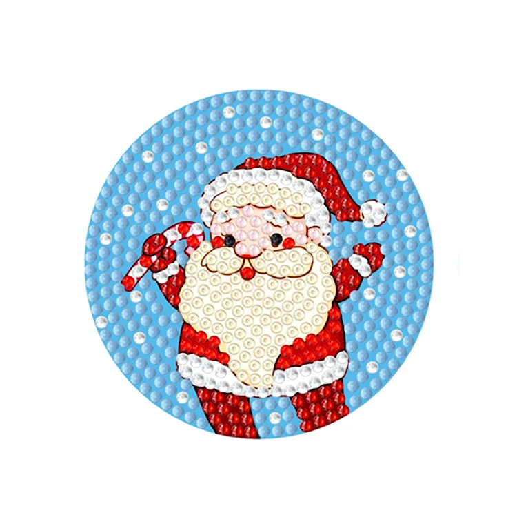 Christmas Diamond Painting Coasters, 6 Pcs Santa Claus Diamond Art