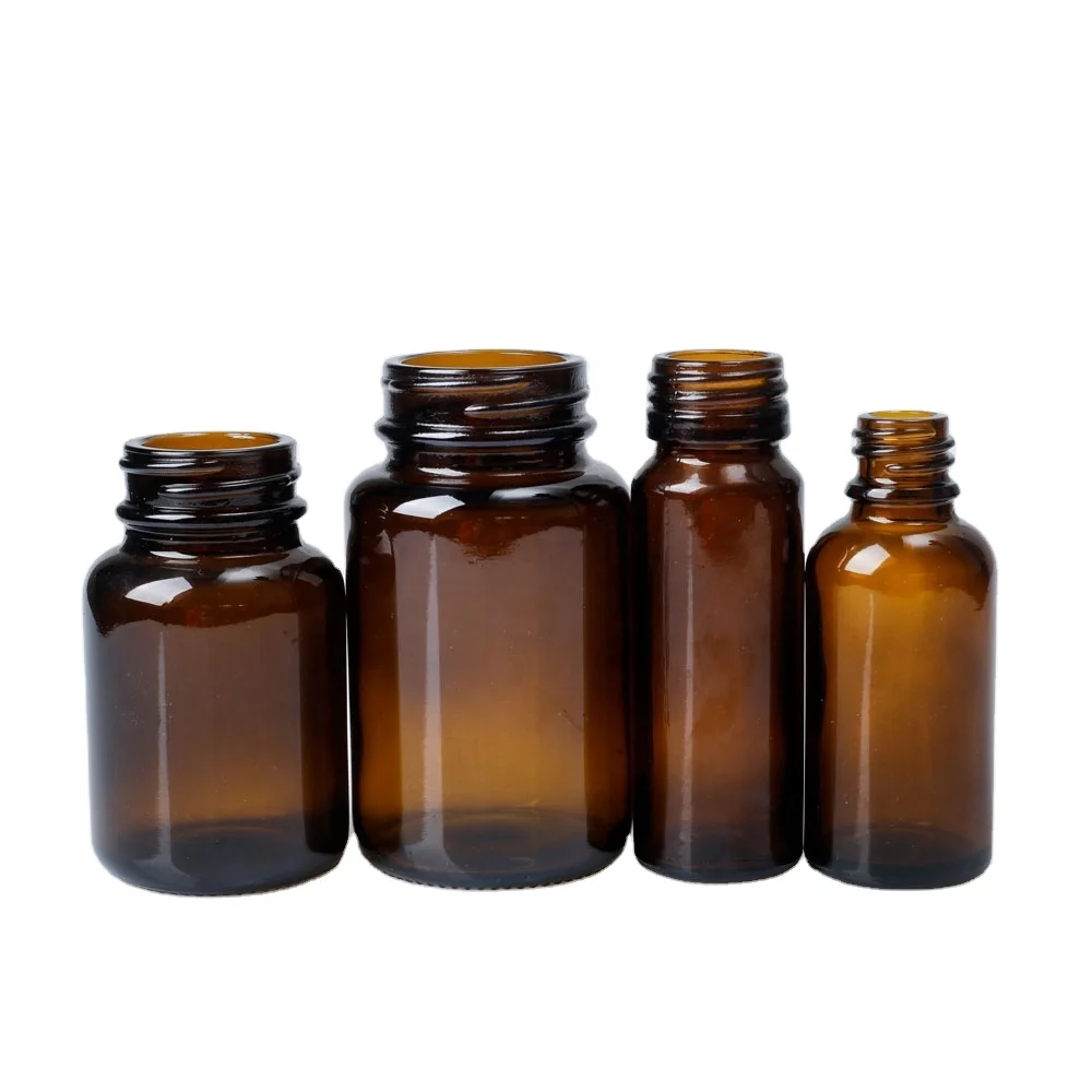 Wholesale and custom amber brown medical screw-top capsule glass packaging medicine bottle