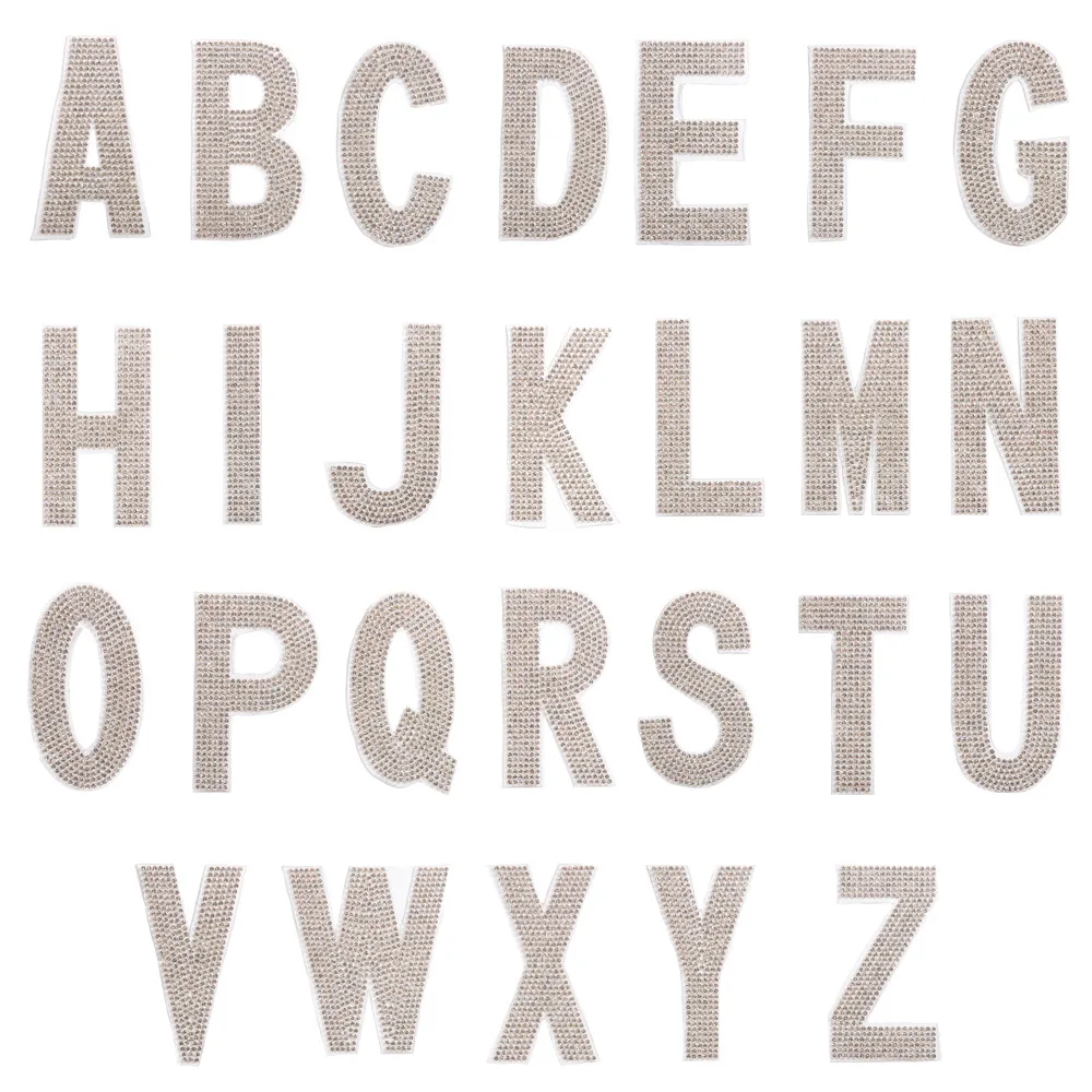 Wholesale Rhinestone Iron On Letter Appliques,Custom Iron On Glitter