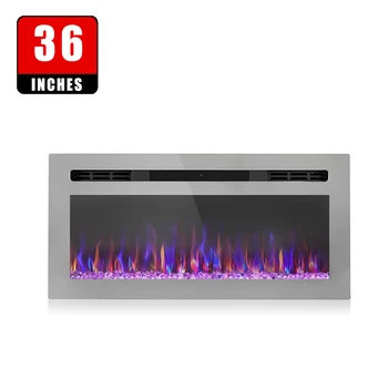 36 inch Built-in decorative wall recessed wall mounted glass panel insert electric fire place fireplace