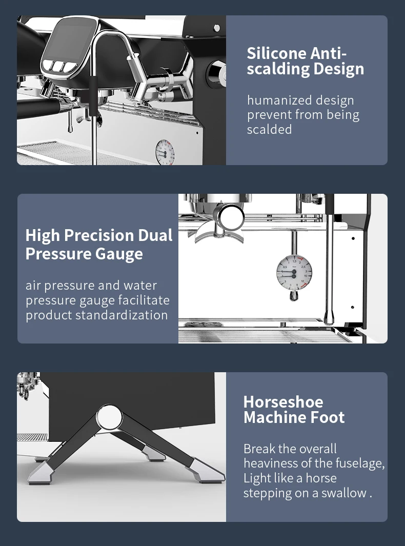 Commercial Multi Boiler Coffee Maker E61 Coffee Machine Stainless Steel