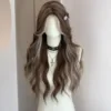 Cabello largo y ondulado de 70 cm con reflejos grises y dorados.