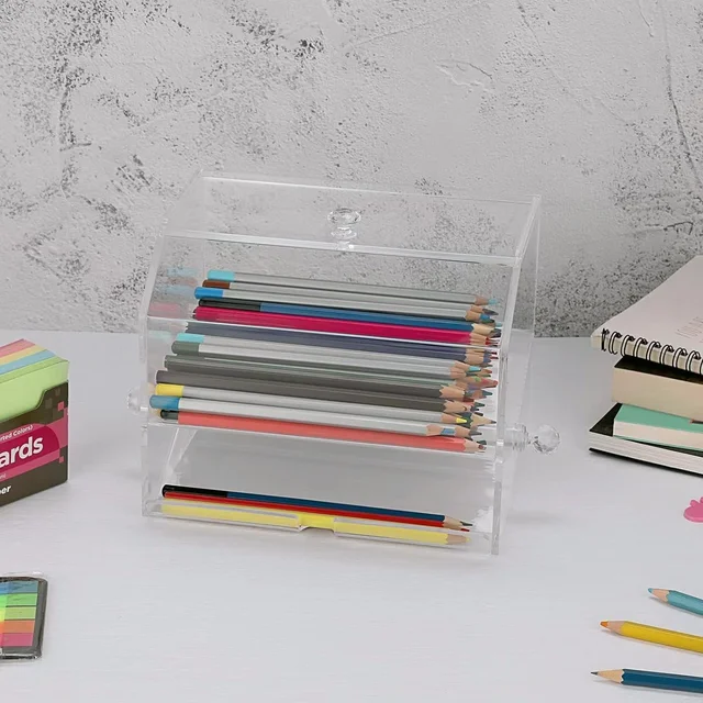 Clear Acrylic Pencil Dispenser Holder Bulk Pencil Storage  box