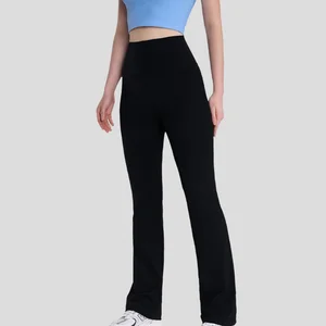 High Waist Micro Flare Yoga Pants Sports Fitness Soft Comfortable No Embarrassment Solid Nude Line Wide Leg High-Waisted Hip