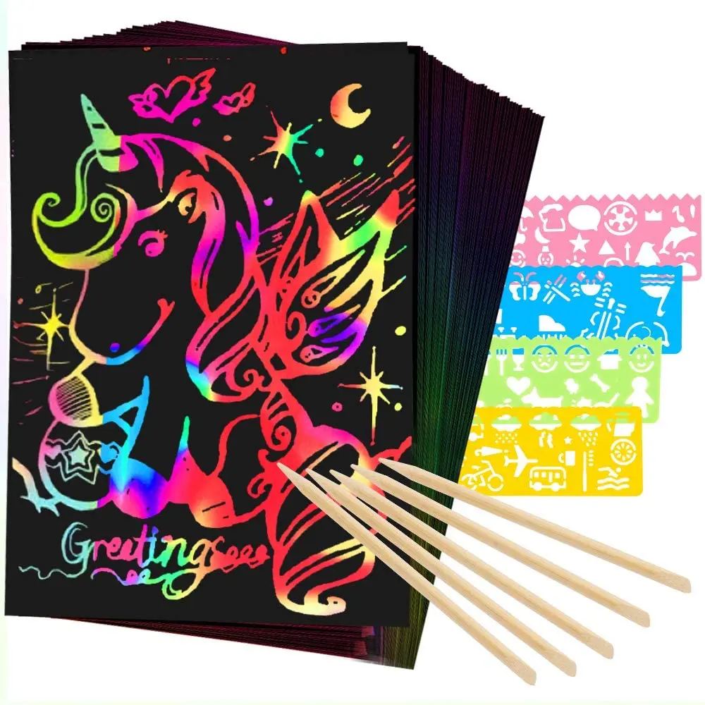 rainbow magic black drawing scratch art