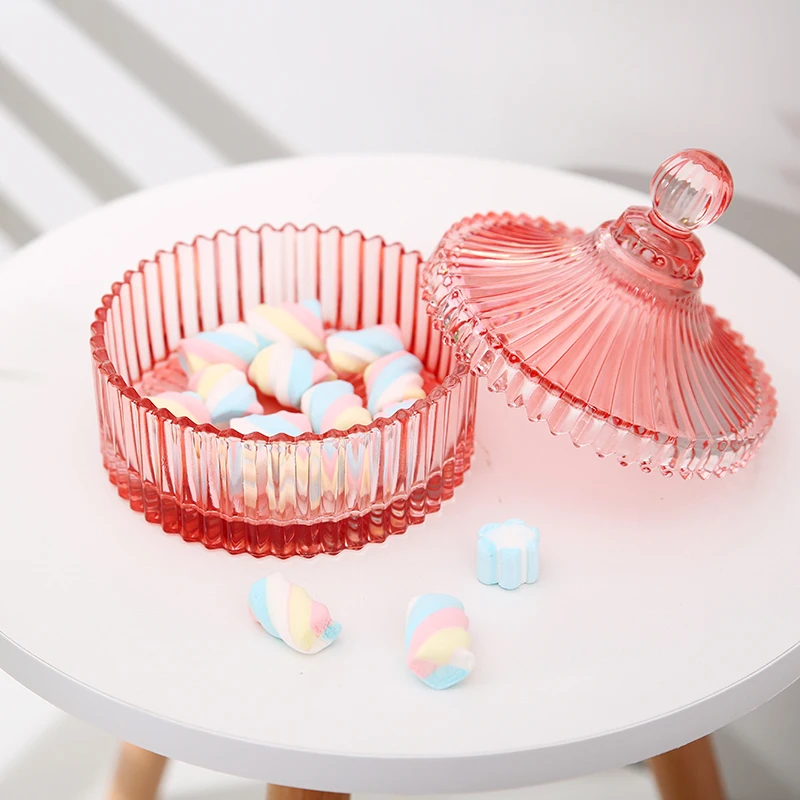 豪華なピンクの印刷甘い瓶カバー蓋付きキャンディーボックスボット