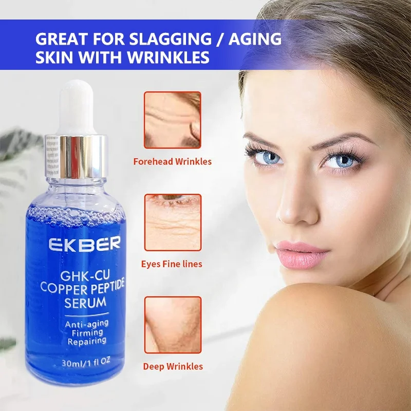 difference between ghk and ghk cu Low MOQ Daily Firming Anti Wrinkle Collagen Regenerate Rejuvenation GHK-Cu  Tripeptide-1 Copper Peptide Serum