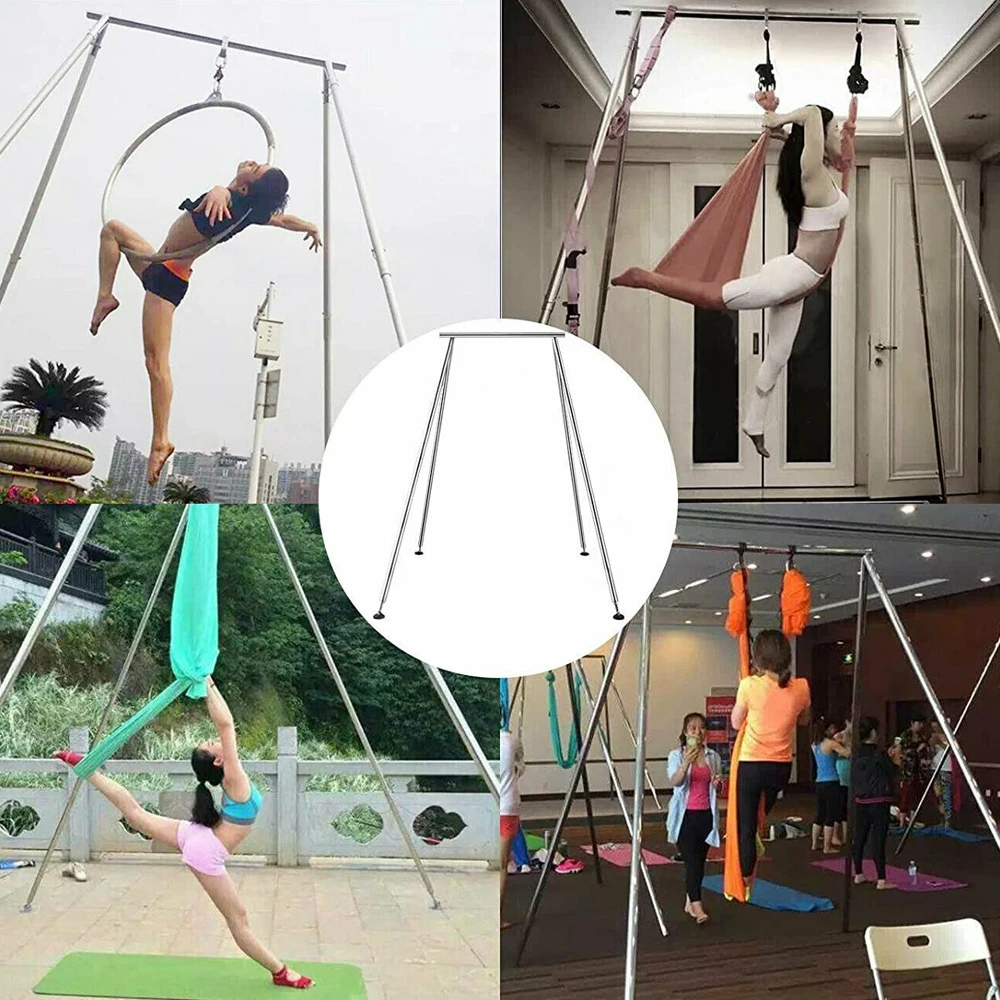 Versatile Fitness Yoga Stand for Home & Outdoor | Easy 5-Min Setup |  Supports Yoga Aerial Silks, Swings, Hammocks, Olympic Rings | Stable Solid