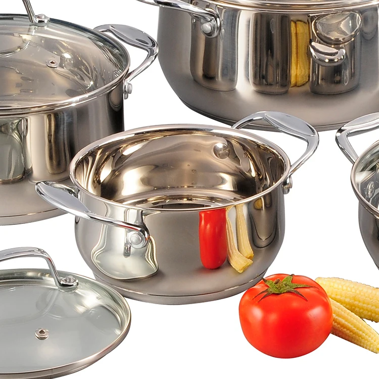 High Quality Double Handle Cooking Pots Luxury Stainless Steel Induction Cookware Sets details