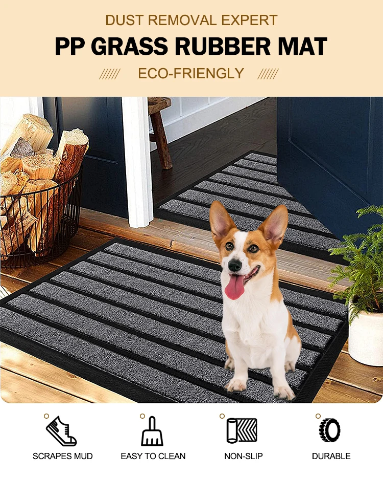 Hot Sell Inside Outside Waterproof Durable Natural Rubber Door Mat wIth Grass Surface(图1)