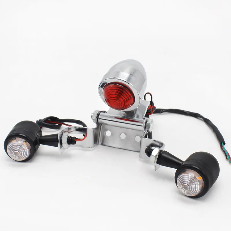 Retro LED Motorcycle Tail Lights with Turn Signal Bracket Kit