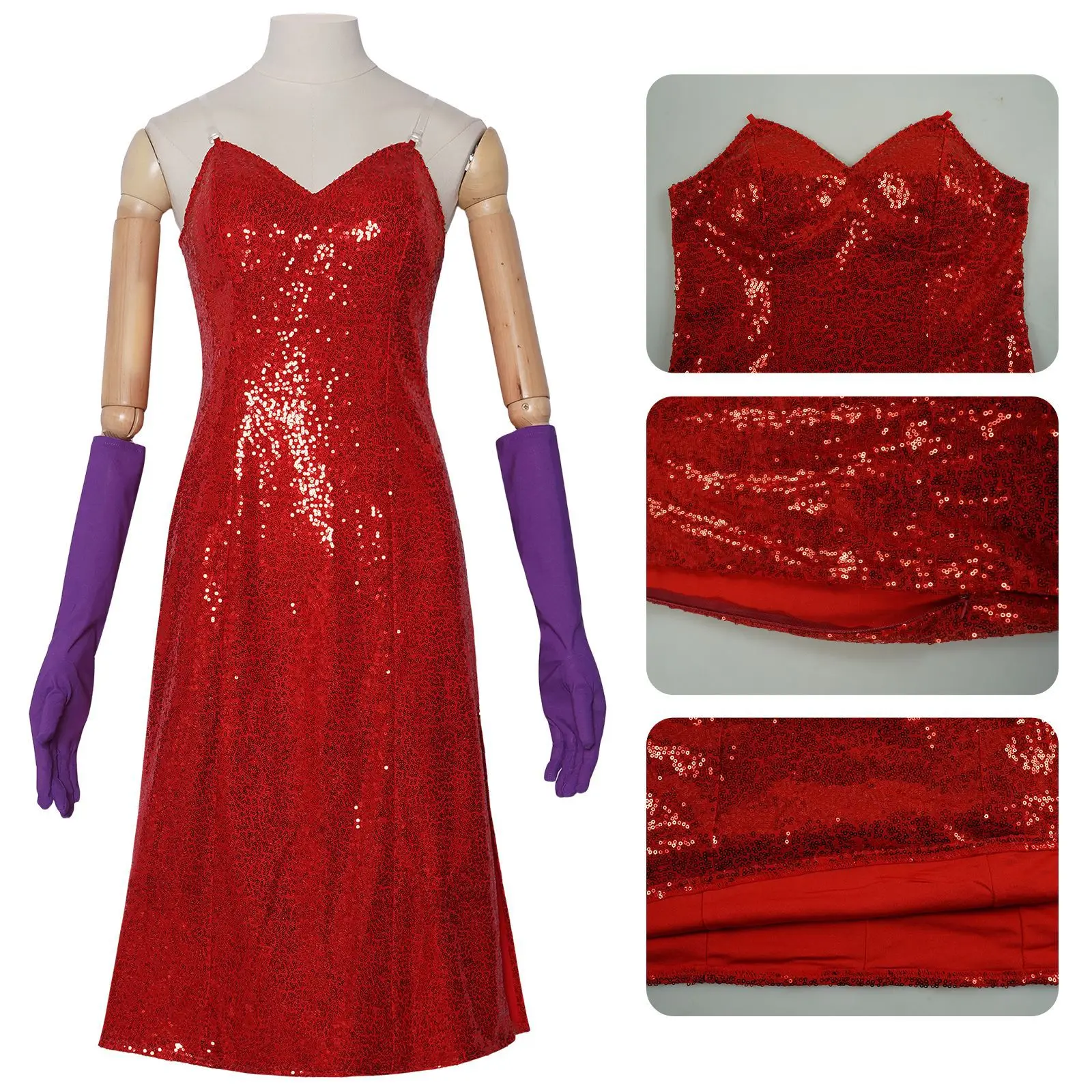 Movie Who Framed Roger Rabbit Sexy Jessica Cosplay Red Dress Costume RMOV-35