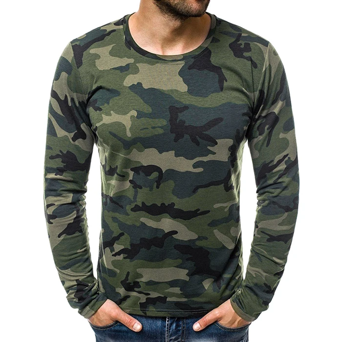Men's Military Camouflage Long Sleeves Camo T-shirt Quick Dry Breathable 