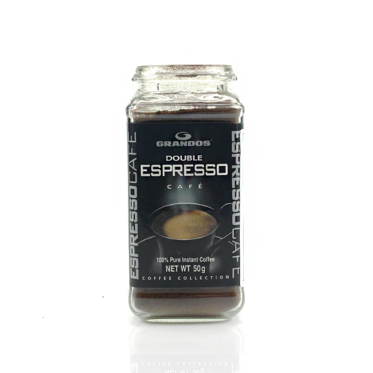 Factory Manufacture Empty 50g Square Glass Canning Jars for Coffee Sugar Food Grade Spice Tea With Black Plastic Lid