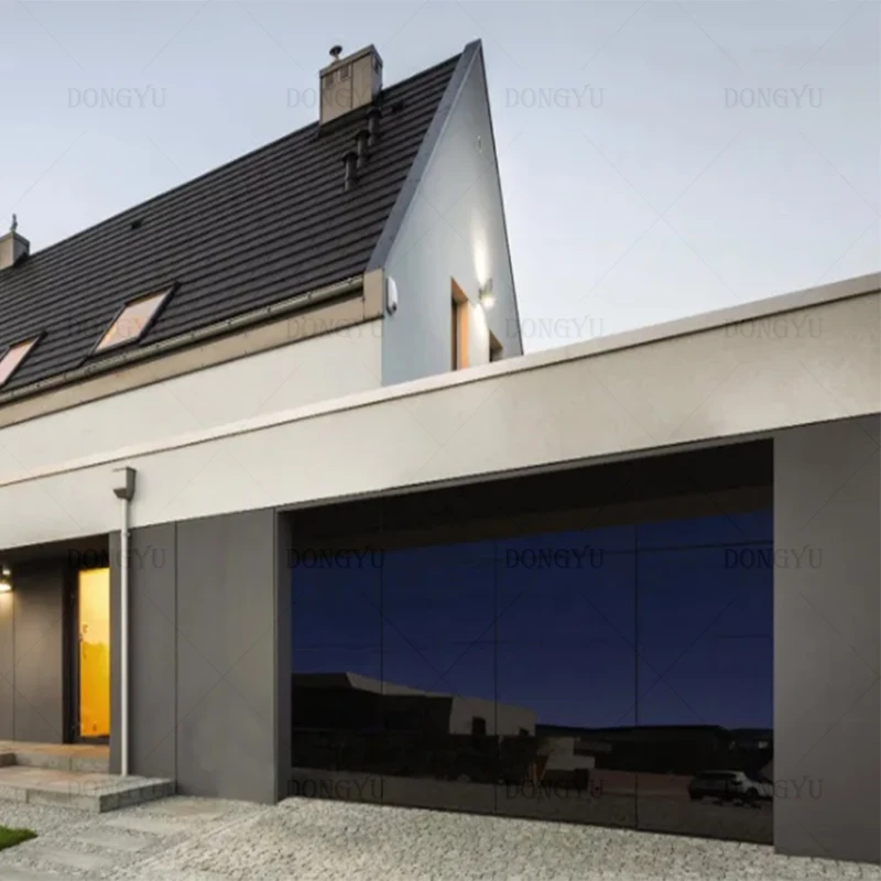 Smart Electric Remote Control Motor Sectional Panel Roll up  Wood Grain Galvanized Steel Carport Garage Door