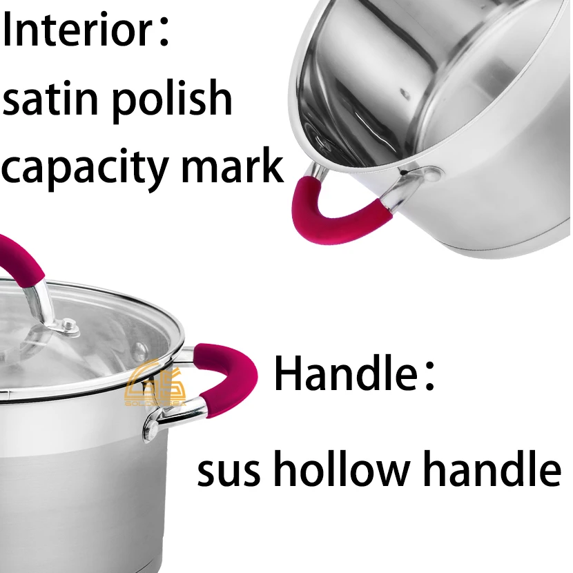 Non-stick Cookware Sets 8 Piece Pots and Pans Set Kitchen Glass Ware 5 Ply Steel Stainless Cooking Pot Set with Silica Handle