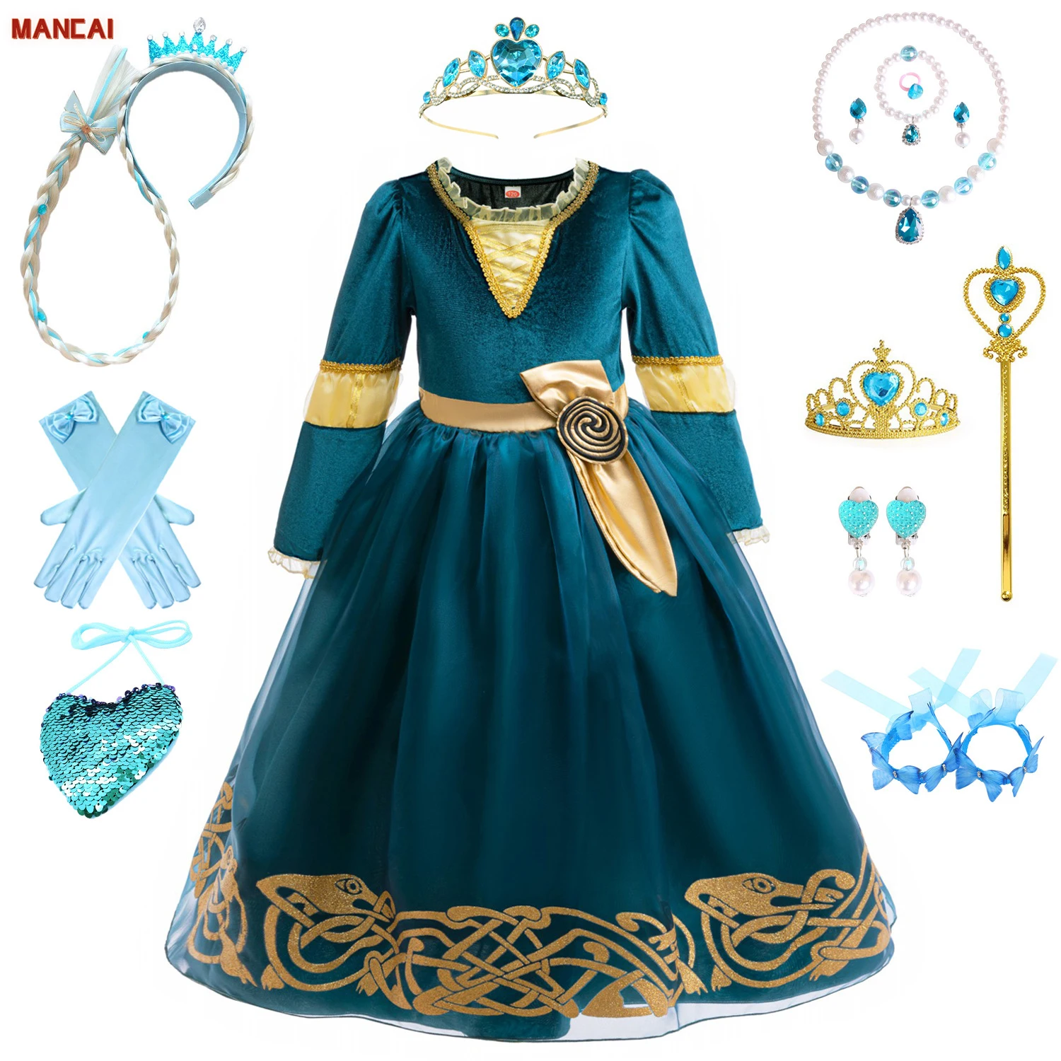 Kids Girl Brave Merida Princess Tv Movie Cosplay Merida Dress Party  Carnival Gown Halloween Costumes