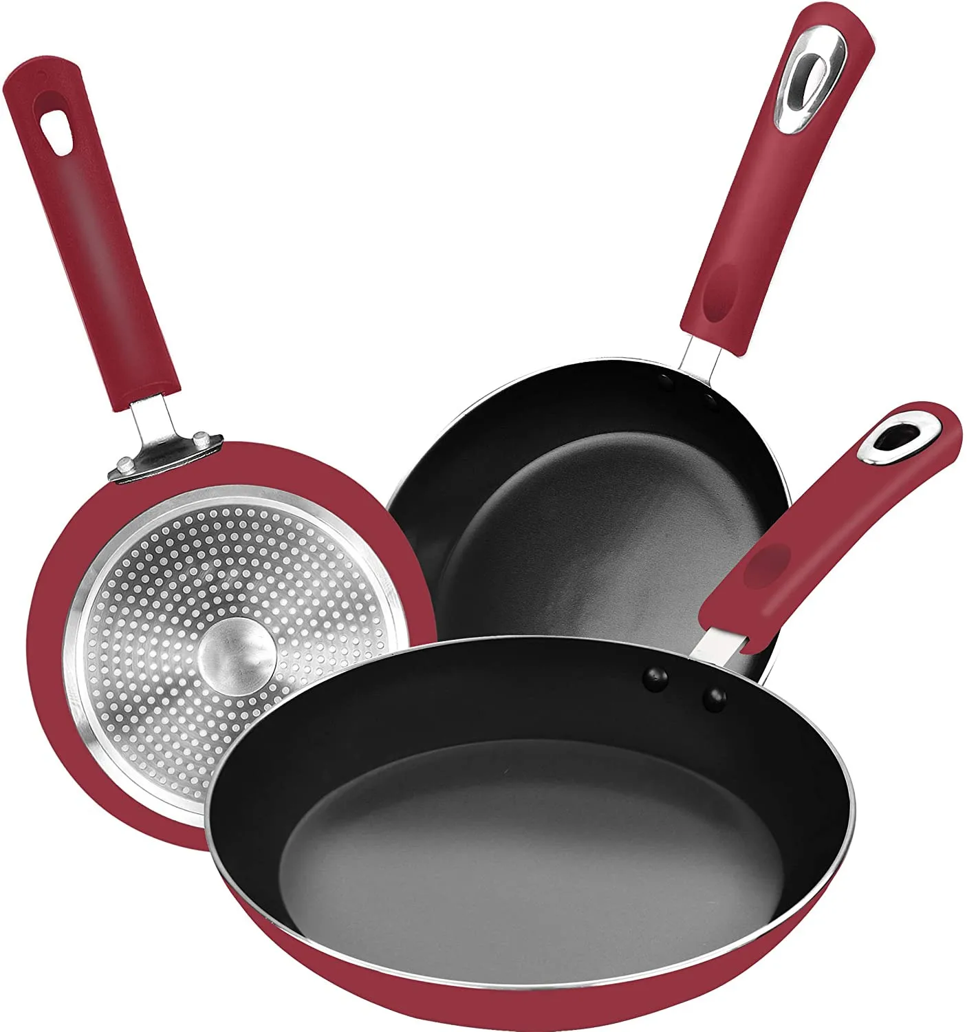 Kitchen Nonstick Frying Pan Set   20 Piece Induction Bottom   20 Inches,20.20  Inches And 20 Inches red black   Buy Non Stick Cookware Set,Marble Fry ...