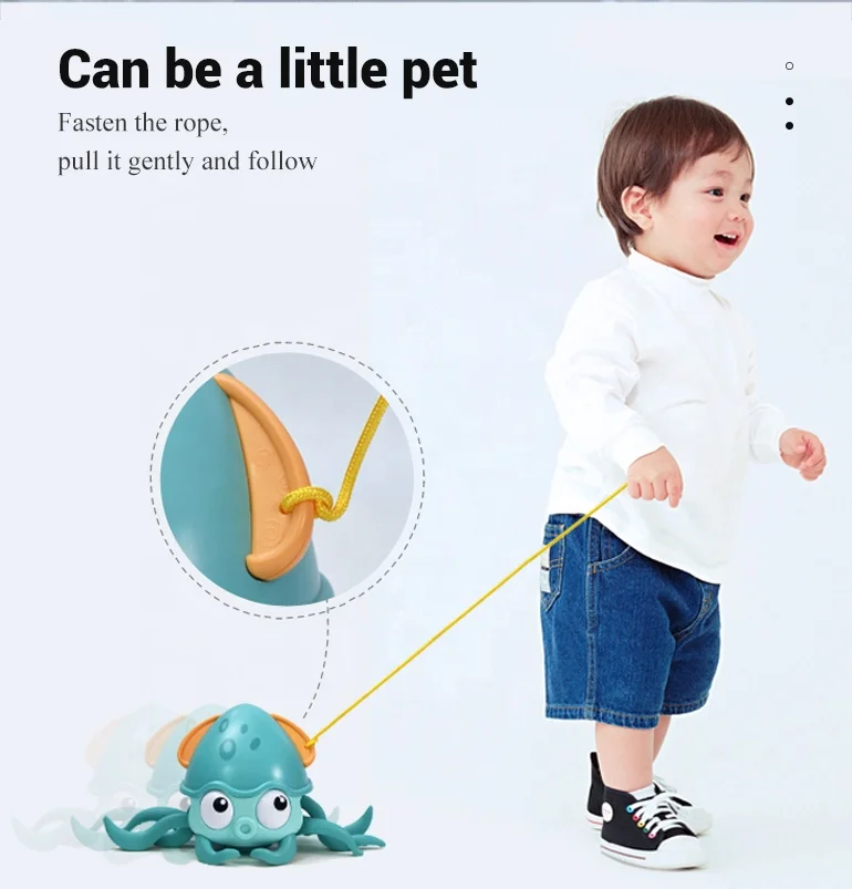 New Plastic Wind up Line Pull Floating Water Crawling Walking Octopus Baby Moving Bath Toy Animal With Water Toys Amphibious