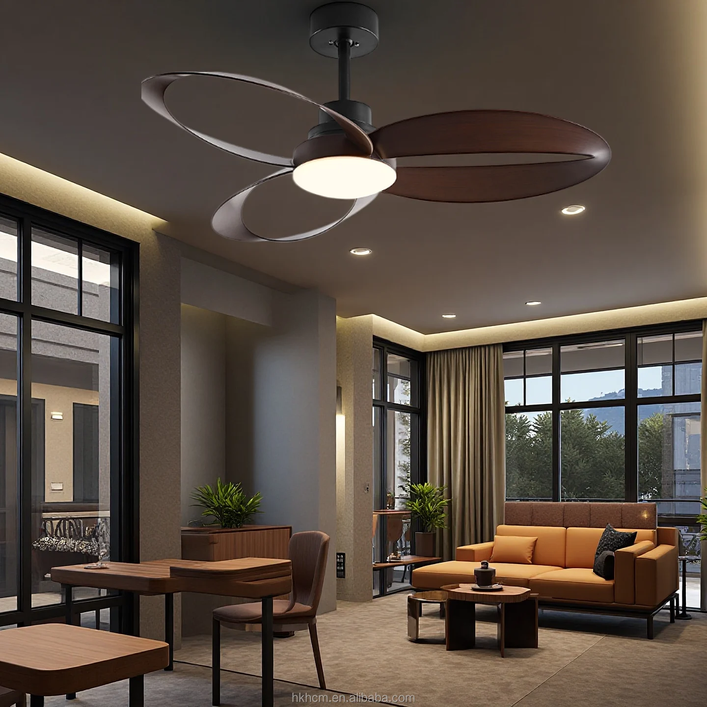 product modern nordic led fan chandelier with 5 blades full spectrum lighting  for home dining room  remote control switch-7
