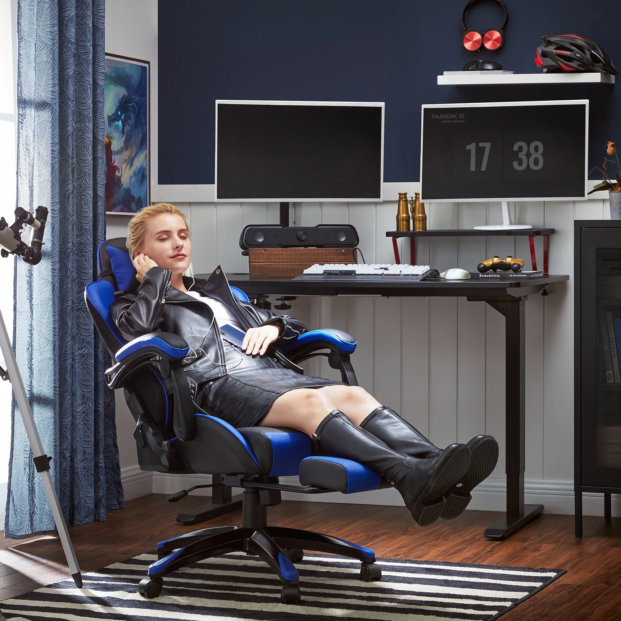 ゲーミングチェア ハイバックPUレザーレーシングスタイルのゲーム