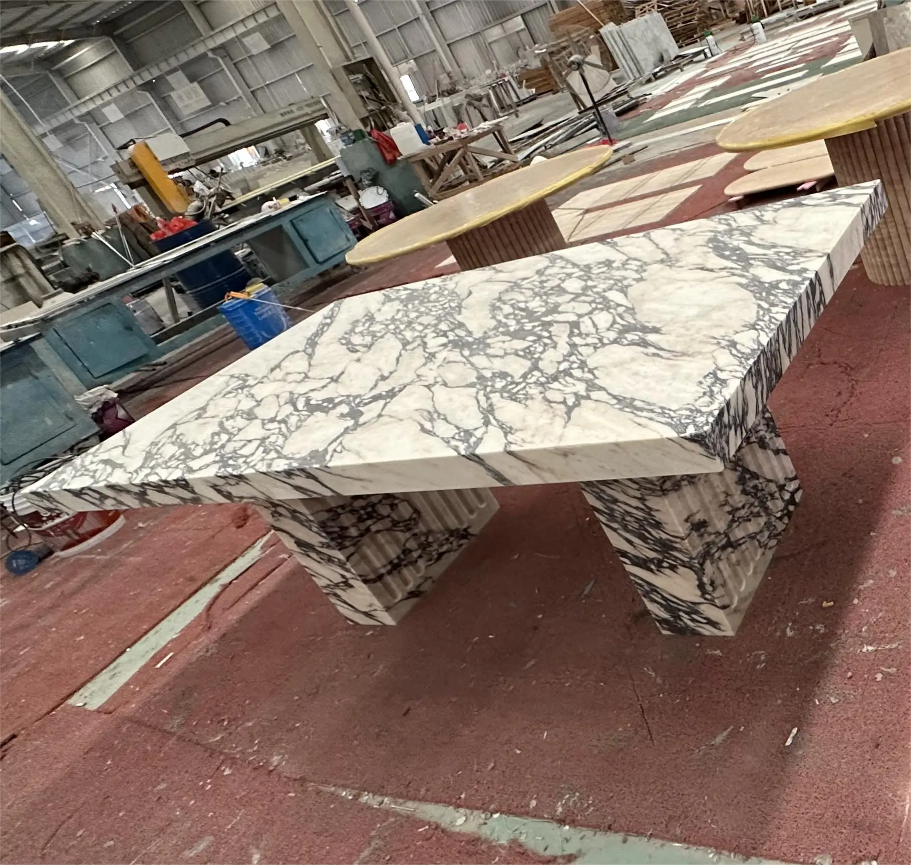 Роскошный Прямоугольный Обеденный стол из натурального мрамора Calacatta Viola Marble обеденный