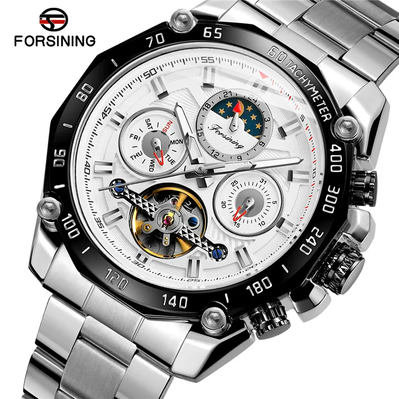FORSINING Tourbillon Automatic Mechanical Men Wristwatch  Sport Male Clock Top Brand Luxury Date Week Man Watch 6913