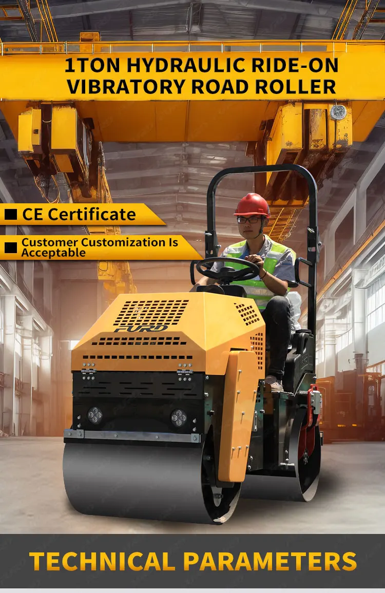 1 Ton Vibratory Road Rollers Machine With Good Compaction Performance