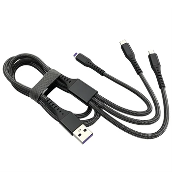 3 in 1 Multi Function USB Charging Data Cable 5A High Quality all in one Adapter Cable For iPhone, type-C, micro usb