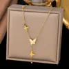 Butterfly pendant stainless steel necklace