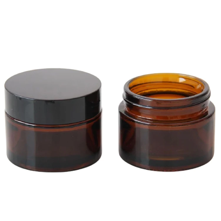 In Stock 30ml Glass Container Empty 50ml Amber Wide Mouth Cosmetic Frosted Glass Cream Jar Lotions Packaging Skin Care Glass Jar