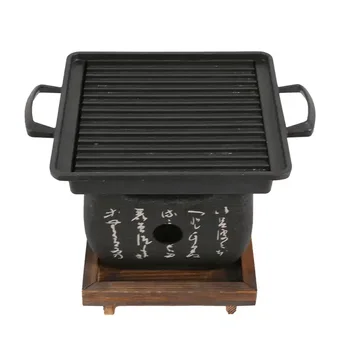 Korean Barbecue Oven Mini Grilled Stone Pan Cast Iron Bbq Charcoal Grill For Less Smoke
