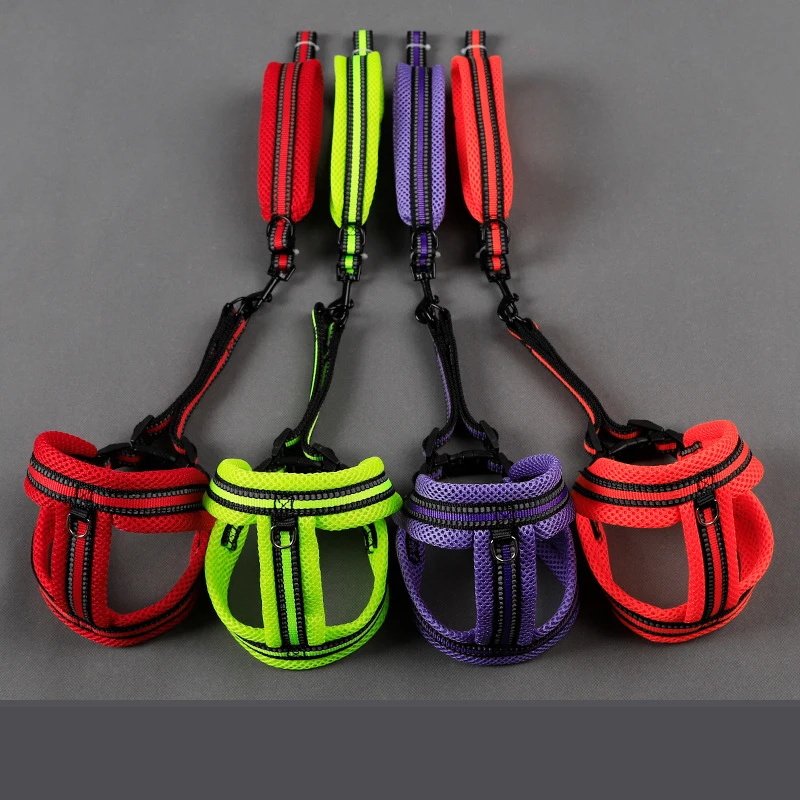 Wholesale Soft Color Sandwich Net Cloth Dog Chest Back Leash Adjustable Soft Padded Reflective Dog Pet Accessories