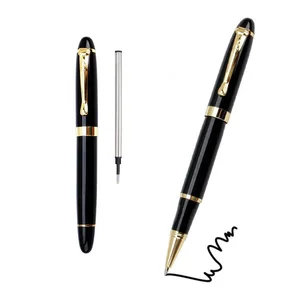 Roller Ball Pen Black Luxury Business Gift Metal Signature Ink Pen With Custom Logo