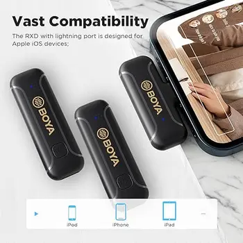 BOYA Wireless Lavalier Microphone 2.4GHz Lapel Microphone Wireless  Plug&Play for Live Stream/Vlogging/YouTube(BY-WM3T2-D2) product image