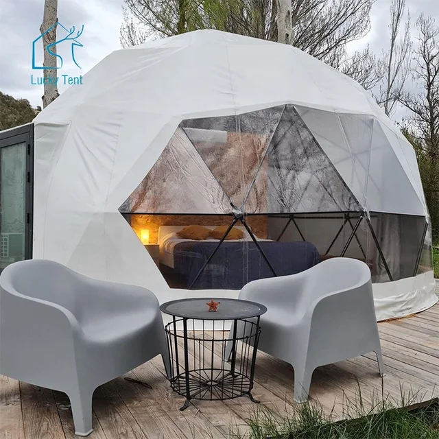 Good Quality Outdoor Hotel Resort PVC Leisure Round Canvas Glamping Dome Tent