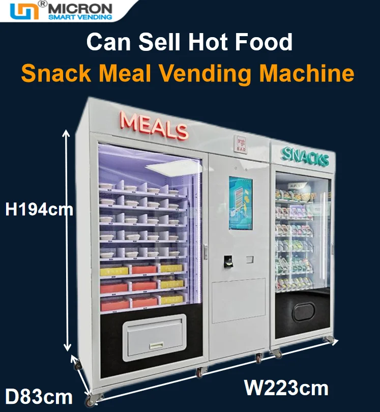 Refrigerated Dual Big Capacity Ramen Instant Cup Noodles Boba Milk Tea Snacks Drinks Vending Machine for Sale with Hot Water
