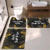 Black Gold Palm Leaf Summer Bath Rug Set