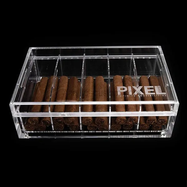 RAYI Custom Modern Clear Large Acrylic Cigar Humidor Box High Airtight Display Case With Lid