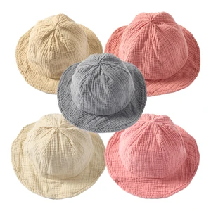 Baby Item Baby Clothes Wholesale Plant Dye Natural Dye Caps Bucket Wide Brim Baby Hat