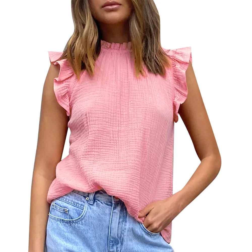 Summer Solid Female Tee Tops Fashion O 